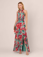 Adrianna Papell Green Printed Mermaid Dress - Image 3 of 7