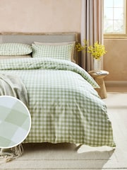 Green Gingham Duvet Cover and Pillowcase Set - Image 1 of 5