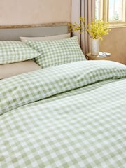 Green Gingham Duvet Cover and Pillowcase Set - Image 2 of 5