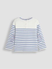 JoJo Maman Bébé Blue Swan Cotton Long Sleeve Pocket Breton Top - Image 2 of 3