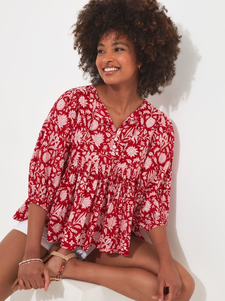 Joe Browns Red Oversized Floaty Floral Blouse - Image 1 of 5