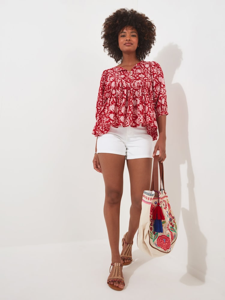 Joe Browns Red Oversized Floaty Floral Blouse - Image 2 of 5