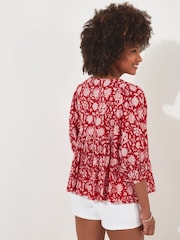 Joe Browns Red Oversized Floaty Floral Blouse - Image 3 of 5