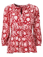 Joe Browns Red Oversized Floaty Floral Blouse - Image 5 of 5