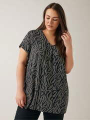 Evans Curve Black Animal Markings Blouse - Image 1 of 4
