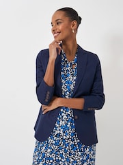 Crew Clothing Blue Plain Linen / Cotton Mix Regular Blazer - Image 1 of 5