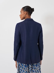 Crew Clothing Blue Plain Linen / Cotton Mix Regular Blazer - Image 2 of 5