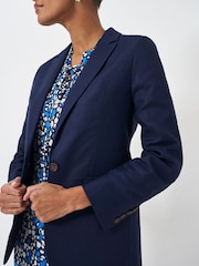 Crew Clothing Blue Plain Linen / Cotton Mix Regular Blazer - Image 4 of 5