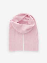Pink Blush Soft Touch Co-ord Cable Knitted Scarf with Wool - Image 4 of 6