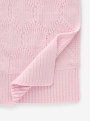 Pink Blush Soft Touch Co-ord Cable Knitted Scarf with Wool - Image 5 of 6