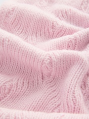Pink Blush Soft Touch Co-ord Cable Knitted Scarf with Wool - Image 6 of 6