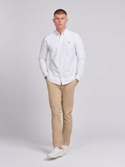 U.S. Polo Assn. White Mens Oxford Stripe 100% Cotton Shirt - Image 3 of 6