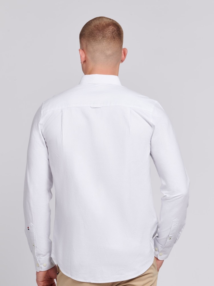 U.S. Polo Assn. White Mens Oxford Stripe 100% Cotton Shirt - Image 4 of 6