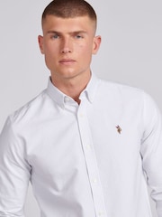 U.S. Polo Assn. White Mens Oxford Stripe 100% Cotton Shirt - Image 6 of 6