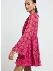 River Island Pink Frill Front Mini Dress - Image 2 of 4