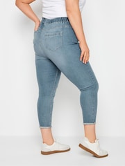 Yours Curve Blue Jenny Cat Scratch Cropped Jeggings - Image 3 of 5