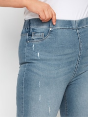 Yours Curve Blue Jenny Cat Scratch Cropped Jeggings - Image 4 of 5