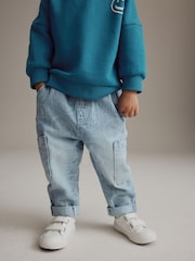 Light Blue Happy Face 100% Cotton Laser Print Jeans (3mths-7yrs) - Image 1 of 9