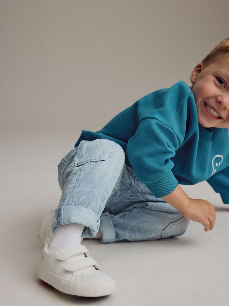 Light Blue Happy Face 100% Cotton Laser Print Jeans (3mths-7yrs) - Image 2 of 9 Light Blue Happy Face 100% Cotton Laser Print Jeans (3mths-7yrs) - Image 2 of 9