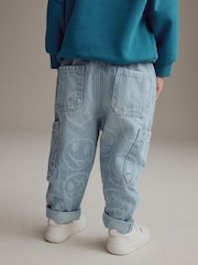 Light Blue Happy Face 100% Cotton Laser Print Jeans (3mths-7yrs) - Image 4 of 9