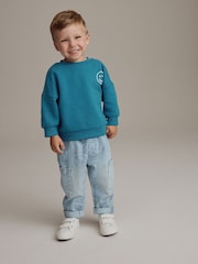 Light Blue Happy Face 100% Cotton Laser Print Jeans (3mths-7yrs) - Image 5 of 9
