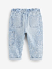 Light Blue Happy Face 100% Cotton Laser Print Jeans (3mths-7yrs) - Image 7 of 9