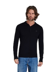 Raging Bull 100% Cotton Classic Knitted Polo Black Jumper - Image 1 of 5