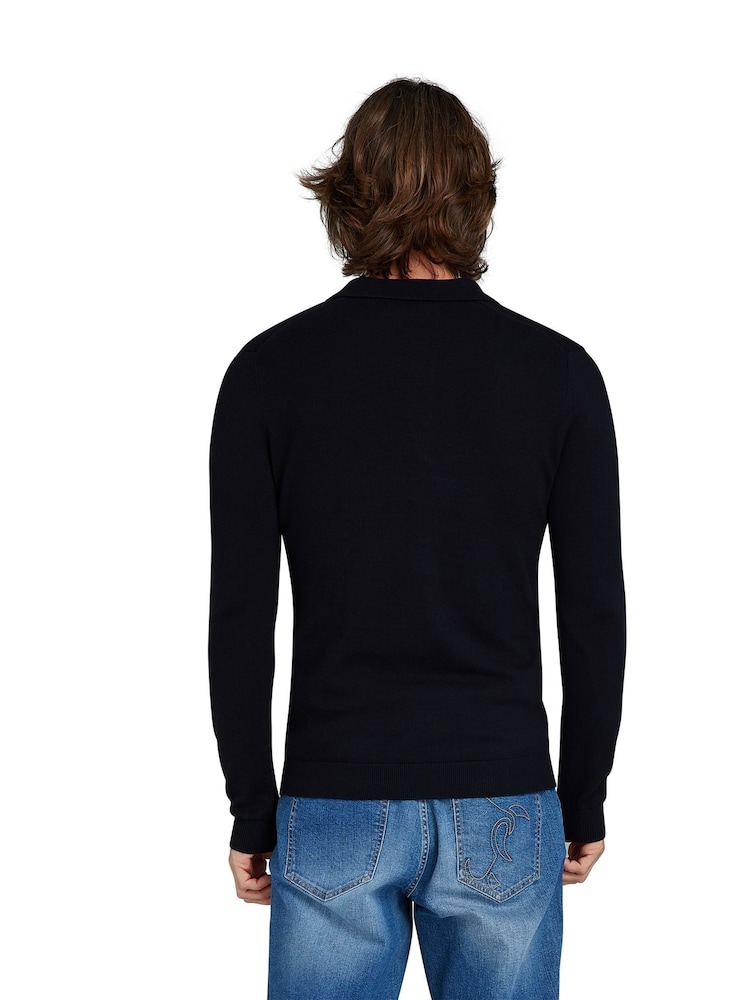 Raging Bull 100% Cotton Classic Knitted Polo Black Jumper - Image 2 of 5