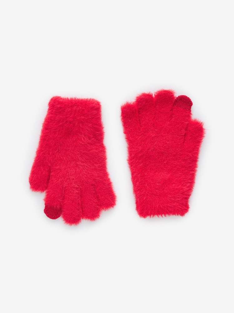 Rot - Flauschige Handschuhe (3–16 J.) - Bild 1 von 3