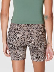 Brown Luxe Leopard Print Power 6" Biker Shorts - Image 2 of 9