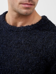 French Connection Blue Twisted Boucle Crew Neck Jumper - Image 2 of 4