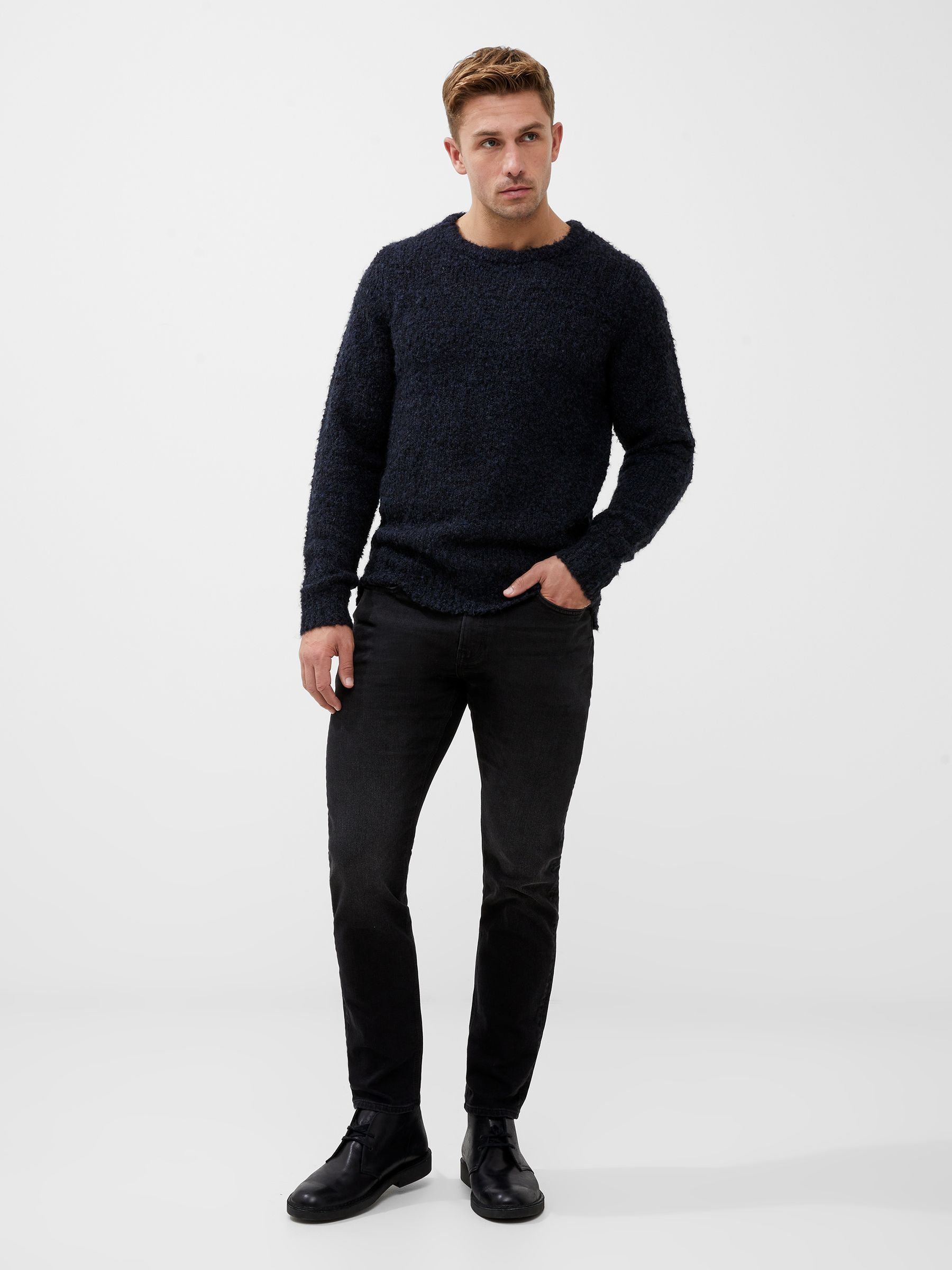 Buy French Connection Blue Twisted Boucle Crew Neck Jumper from