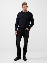 French Connection Blue Twisted Boucle Crew Neck Jumper - Image 3 of 4