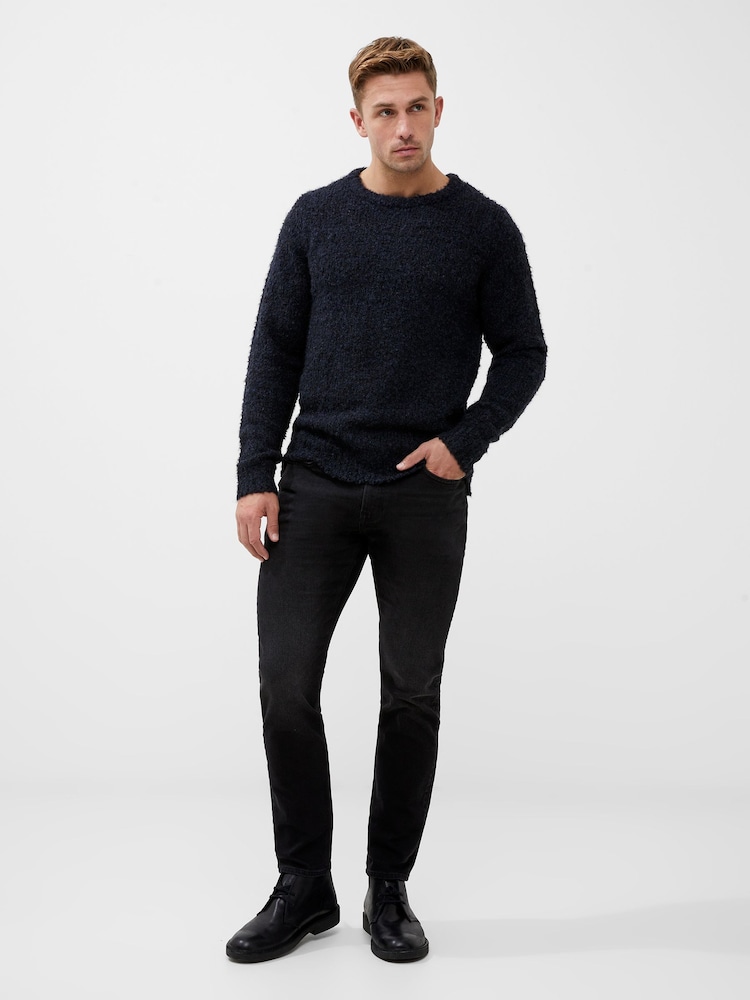 French Connection Blue Twisted Boucle Crew Neck Jumper - Image 3 of 4
