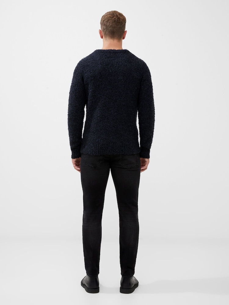 French Connection Blue Twisted Boucle Crew Neck Jumper - Image 4 of 4