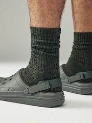 Khaki Green Borg Lined Mules - Image 2 of 8