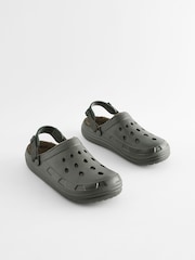 Khaki Green Borg Lined Mules - Image 3 of 8