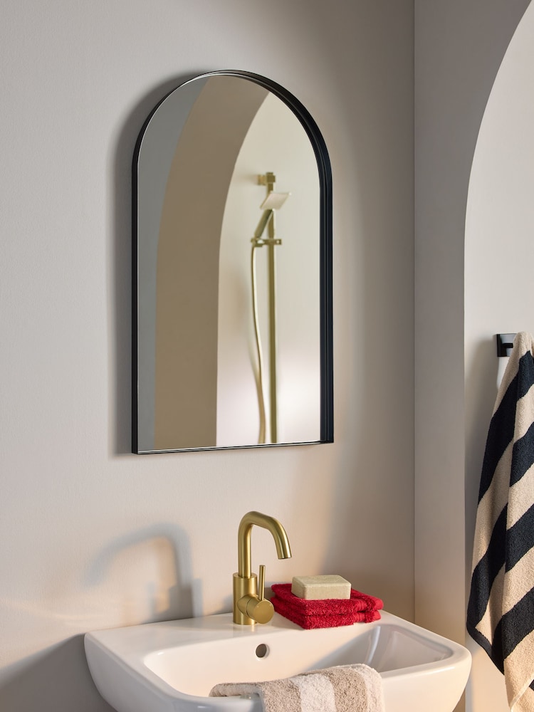 Black Arch Bathroom Wall Mirror - Image 1 of 6