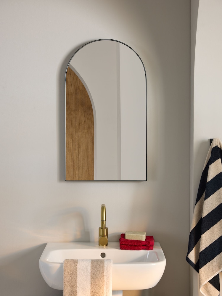 Black Arch Bathroom Wall Mirror - Image 2 of 6