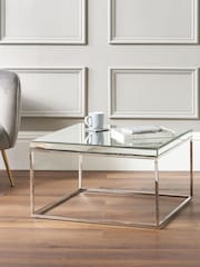 Pacific Mirrored Glass and Silver  Square Coffee Table - Image 1 of 6