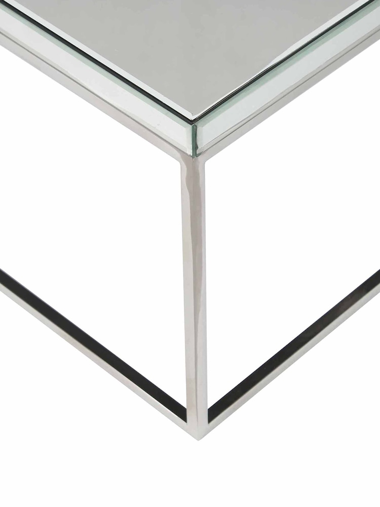 Pacific Mirrored Glass and Silver  Square Coffee Table - Image 6 of 6