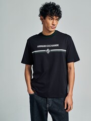 Armani Exchange Navy Logo 100% Cotton T-Shirt - Image 1 of 9