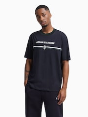 Armani Exchange Navy Logo 100% Cotton T-Shirt - Image 4 of 9