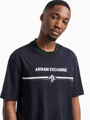 Armani Exchange Navy Logo 100% Cotton T-Shirt - Image 7 of 9