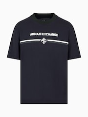 Armani Exchange Navy Logo 100% Cotton T-Shirt - Image 8 of 9