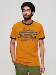 Superdry Orange 100% Cotton Ringer Workwear Graphic T-Shirt - Image 1 of 3