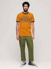 Superdry Orange 100% Cotton Ringer Workwear Graphic T-Shirt - Image 2 of 3