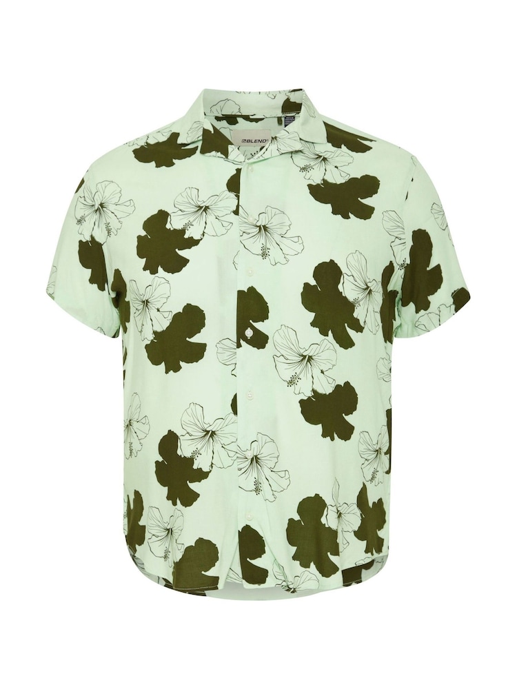 Blend Green Floral Resort Short Sleeve Shirt - Image 5 of 5
