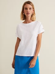 Phase Eight White Button Detail Suzie 100% Cotton Top - Image 1 of 6