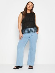 Yours Curve Black Fringe Crochet Vest - Image 2 of 4